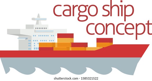  Logistics cargo container ship concept icon illustration in a flat modern style