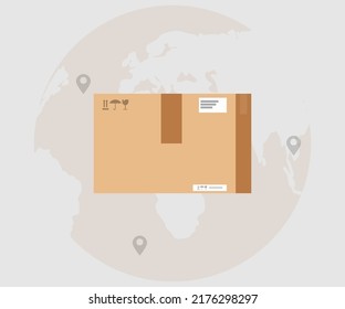 logistics cargo delivery global mail service logo design. Concept of logistics courier service. Shipping, storage and transport. International trade, import and export vector design and illustration.