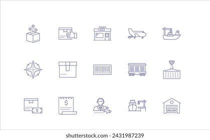 logistics cargo plane steamer container icon