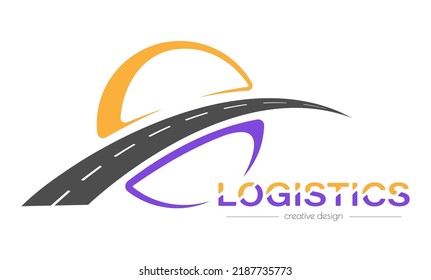 Logistics. Circle and road. A design element for a logo, brand, sticker or label. Icon template for websites and applications. Flat style.