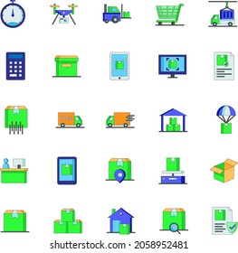Logistics color collection flat vector set