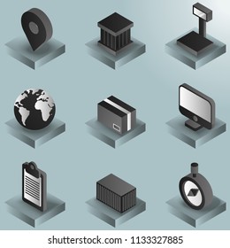 Logistics color gradient isometric icons