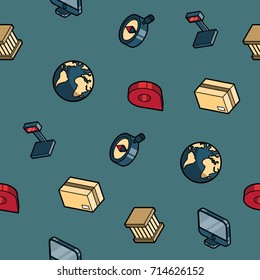 Logistics color outline isometric pattern