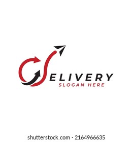Logotipo vectorial de la compañía logística, logotipo de icono de flecha, logotipo de entrega digital rápida.