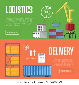 Logistics concept technology via supply chain warehouse and transportation management. Process of shipping and distribution channel. Warehouse logistics infographics concept. Supply chain management.