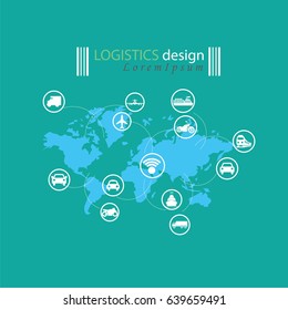 logistics connection on map.Logistics concept.vector illustration.eps10