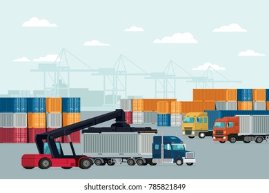 Logistics container cargo freight ship for import export. Vector illustration