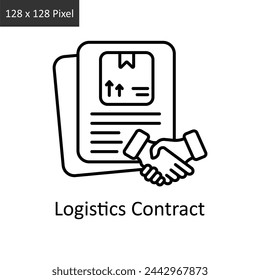 Ilustración de diseño de icono de esquema vectorial de contrato. Símbolo de entrega de logística sobre fondo blanco EPS 10 Archivo
