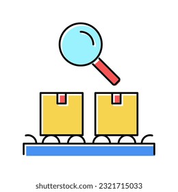 logistics conveyor and research boxes color icon vector. logistics conveyor and research boxes sign. isolated symbol illustration