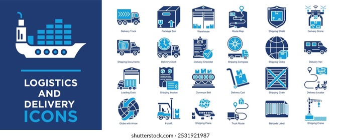 logistics and delivery, delivery, cargo, transport, shipping, business icon set. Outline icons collection. Simple vector illustration	