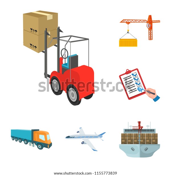Logistics and delivery cartoon icons in set\
collection for design. Transport and equipment isometric vector\
symbol stock web\
illustration.