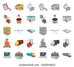 Logistics and delivery cartoon,mono icons in set collection for design. Transport and equipment isometric vector symbol stock web illustration.