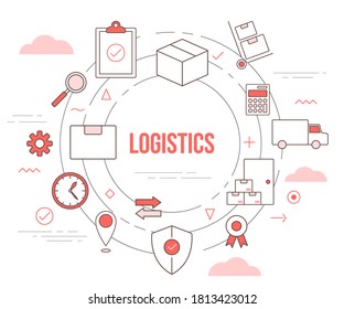 logistics delivery concept with icon set template banner with modern orange color style