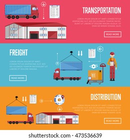 Logistics delivery concept via supply chain warehouse and transportation management. Delivery service with distribution channel. Warehouse logistics infographics concept. Supply chain management.