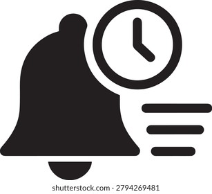 Logistics delivery deadline alert clock notification bell vector icon
