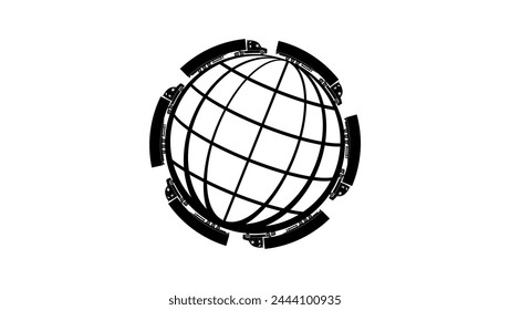 logistics and delivery emblem, black isolated silhouette