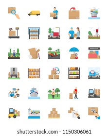Logistics Delivery Flat Icons