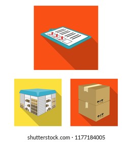 Logistics and delivery flat icons in set collection for design. Transport and equipment isometric vector symbol stock web illustration.