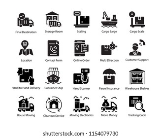 
Logistics Delivery Glyph Icons Set
