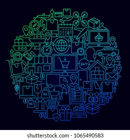 Logistics Delivery Icon Circle Concept. Vector Illustration of Logistics Objects.
