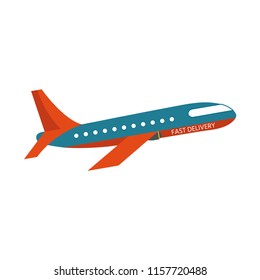 Logistics and delivery icon service of plane  isolated on white background. Postal service creative design. Vector flat illustration.