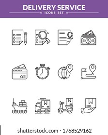 Logistics and delivery icon set, New and trendy linear pictogram pack. modern vector icon concept for web graphics