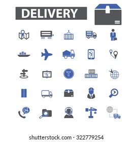logística, iconos de entrega