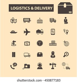 logística, iconos de entrega