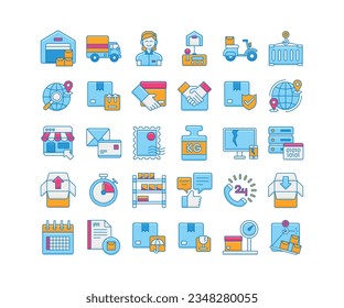 Logistics and Delivery Icons Flat Set