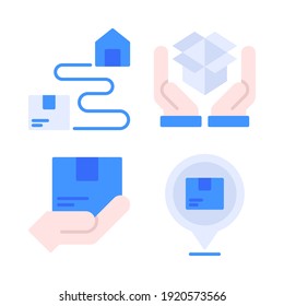logistics delivery Icons Set = delivery box, hand box, logistics, pin. Perfect for website mobile app, app icons, presentation, illustration and any other projects.