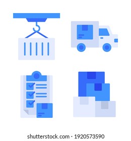 logistics delivery Icons Set = conveyor, truck delivery, clipboard, inventory. Perfect for website mobile app, app icons, presentation, illustration and any other projects.