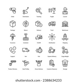 Logistics and delivery icons set isolate white background vector stock illustration