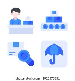 entrega logística Icons Set = oficina de correos, caja de búsqueda, seguro. Perfecto para aplicaciones móviles de sitios web, iconos de aplicaciones, presentación, ilustración y cualquier otro proyecto.