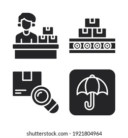 logistics delivery Icons Set = post office, box, search box, insurance. Perfect for website mobile app, app icons, presentation, illustration and any other projects.