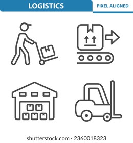 Logistics, Delivery Icons. Worker, Warehouse, Forklift Vector Icon