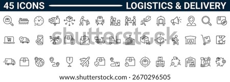 Logistics and Delivery line icons set. Pictograms and infographics for mobile apps and web. editable stroke. full vector.