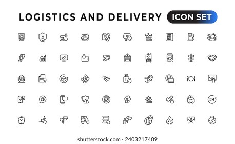 Logistics and delivery linear icons collection.Set of thin line web icon set, simple outline icons collection, Pixel Perfect icons, Simple vector illustration.
