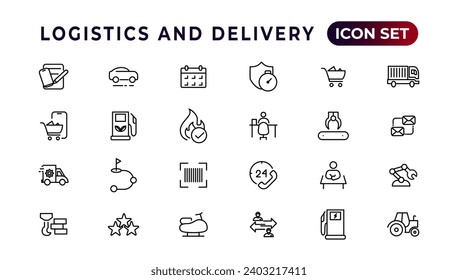 Logistics and delivery linear icons collection.Set of thin line web icon set, simple outline icons collection, Pixel Perfect icons, Simple vector illustration.
