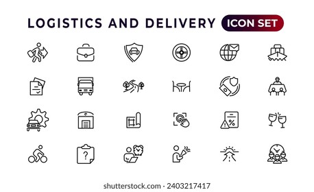 Logistics and delivery linear icons collection.Set of thin line web icon set, simple outline icons collection, Pixel Perfect icons, Simple vector illustration.
