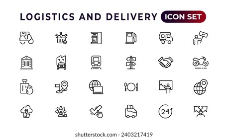 Logistics and delivery linear icons collection.Set of thin line web icon set, simple outline icons collection, Pixel Perfect icons, Simple vector illustration.
