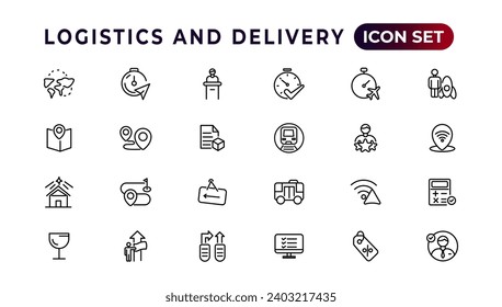 Logistics and delivery linear icons collection.Set of thin line web icon set, simple outline icons collection, Pixel Perfect icons, Simple vector illustration.
