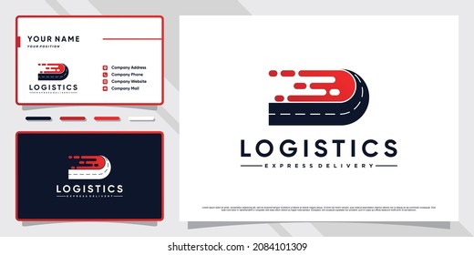 Logistics delivery logo design with creative concept and business card design Premium Vector