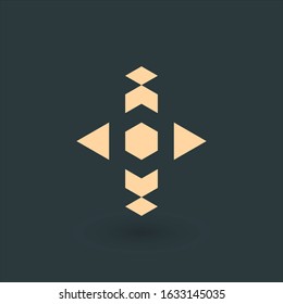 Logistics or delivery logo template. Hexagon with four arrows in different directions. Express money, internet digital fast transfer icon. logistic delivery courier provider. Vector illustration