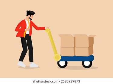 Logistics and delivery process concept flat design