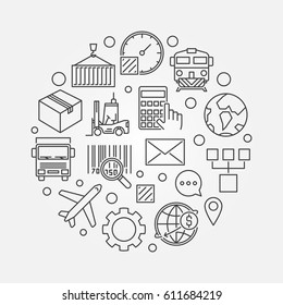 Logistics and delivery round illustration - vector cargo and transportation concept symbol