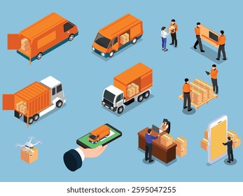 Logistics and Delivery Service – Modern Shipping and Supply Chain Management 3d flat vector illustrations