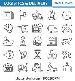 Logistics, Delivery, Shipping Icons. Professional, pixel perfect icons, EPS 10 format.