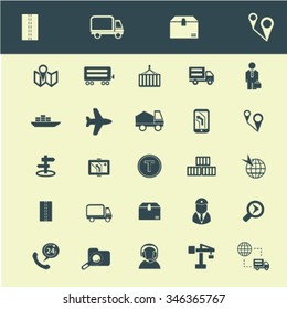 logistics, delivery, shipping, icons, signs vector concept set for infographics, mobile, website, application