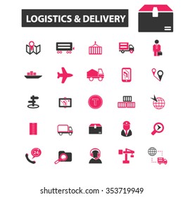 logistics, delivery, shipping, icons, signs vector concept set for infographics, mobile, website, application
