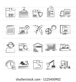 Logistics, delivery, transportation and cargo icons - vector icon set